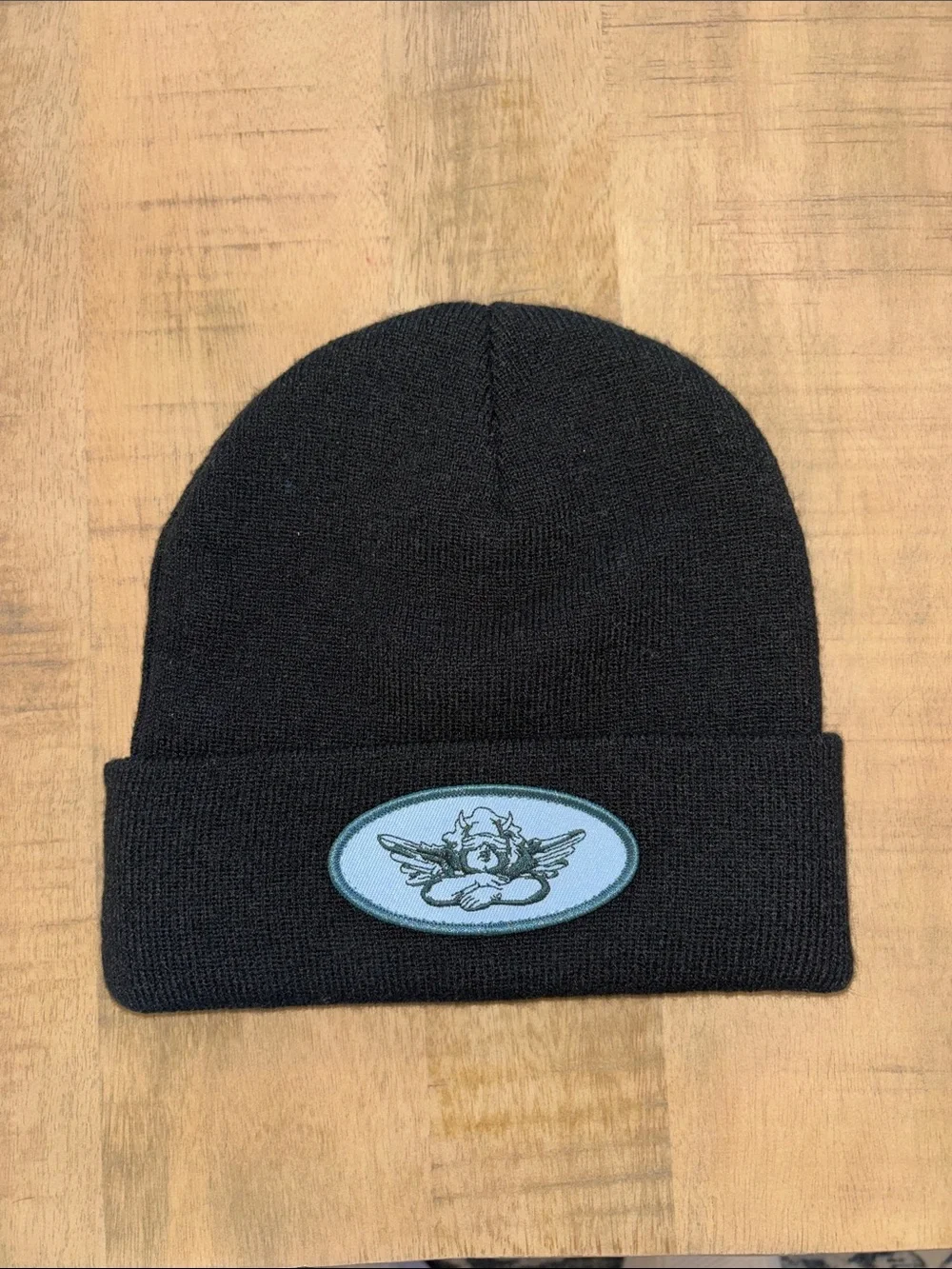 Boys Lie Protect Your Heart Womens Beanie Black w/Blue Patch NWT Trendy